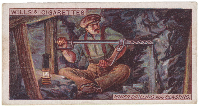 Miner Drilling for blasting - Picture 5 - Wills Cigarettes Bergbau Sammelkarten
