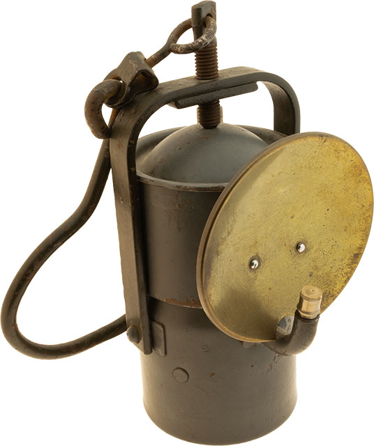 Bergbau Sammler Stück - MEWA Karbidlampe aus Munitionsresten