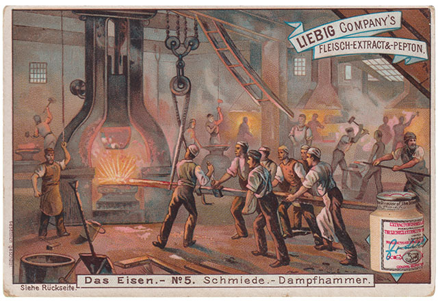 Das Eisen - No5 - Schmiede Dampfhammer - Liebig Comanys Sammelbild Serie