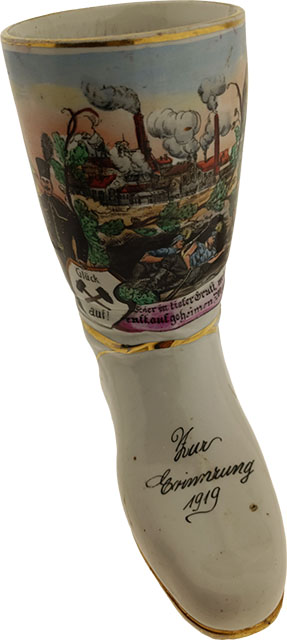 Stiefel Zur Erinnerung 1919 - Glück Auf Bergbau Vase