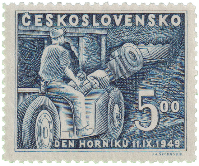 Bergbau Briefmarke aus Tschechin (Ceskoslovensko)