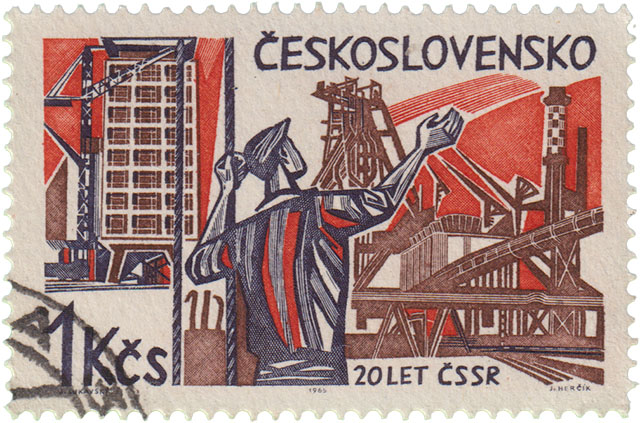 Ceskoslovensko Bergbau Briefmarke aus Tschechin 20 LET CSSR