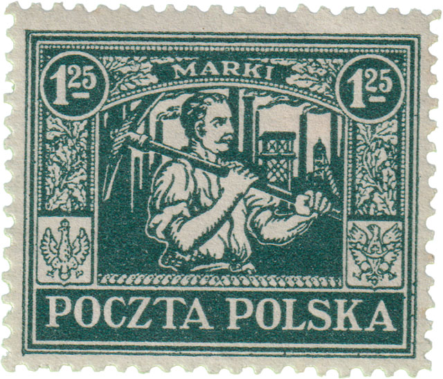 Poczta Polska Marki Bergbau Briefmarke