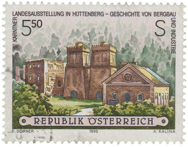 Landesausstellung in Hüttenberg Geschichte von Bergbau und Industrie Bergbau Briefmarke Österreich