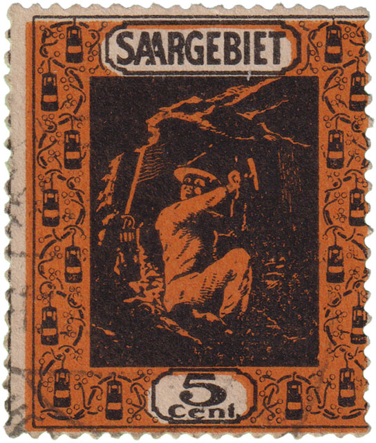 5Cent Saargebiet Bergbau Briefmarke