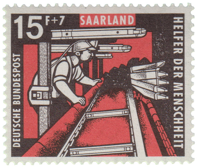 Deutsche Bundespost Saarland Helfer der Menscheit Bergbau Saarland Briefmarke 15F7