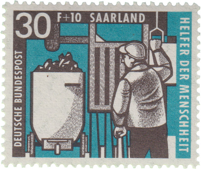 Deutsche Bundespost Saarland Helfer der Menschheit Bergbau Saarland Briefmarke 30F10