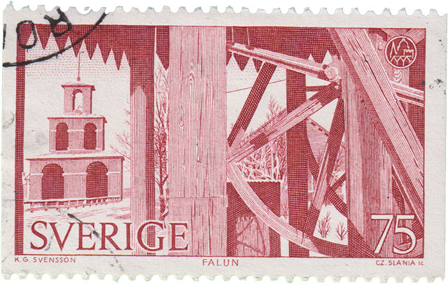Bergbau Briefmarke aus Schweden Falun