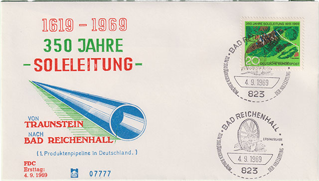 350 Jahre Soleleitung von Traunstein nach Bad Reichenhall FDC Erstagsbrief Bergbau