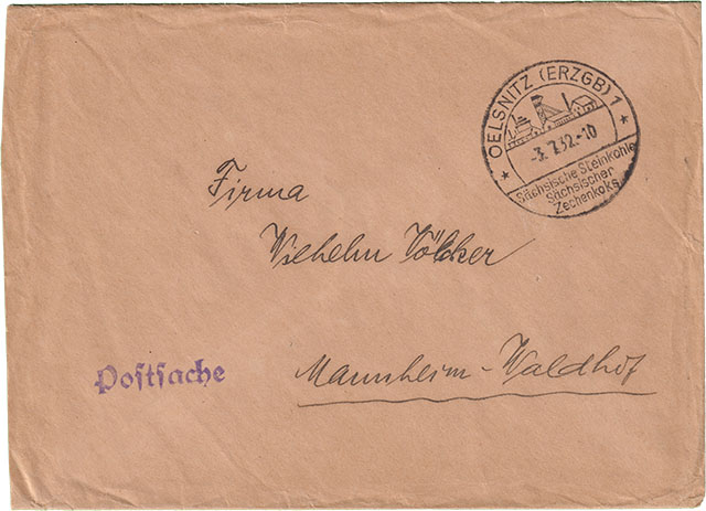 Oelsnitz Sächsische Steinkohle Sächsischer Zechenkoks Stempel Bergbau Postkarte