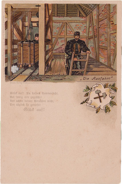 Bergmannsleben - Postkarten Serie von 1895 - Die Ausfahrt