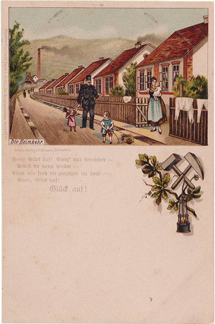 Bergmannsleben - Postkarten Serie von 1895 - Die Heimkehr