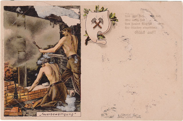 Bergmannsleben - Postkarten Serie von 1895 - Feuerbewältigung