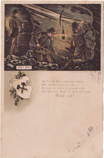 Bergmannsleben - Postkarten Serie von 1895 - Vor Ort